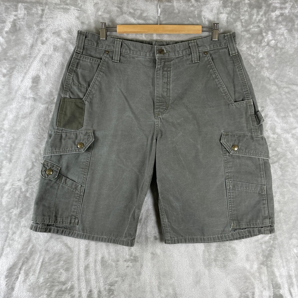 Carhartt Cargo Shorts Mens 36 Moss Green B357 MOS Relaxed Fit Ripstop